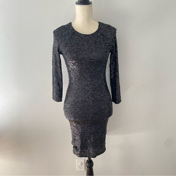 Alice + Olivia Dresses & Skirts - Alice + Olivia Black Sequin Bodycon Stretchy Mini Cocktail Dress